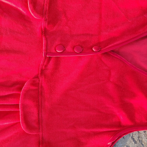 Red plush material dress cover up - Picture 5 of 7